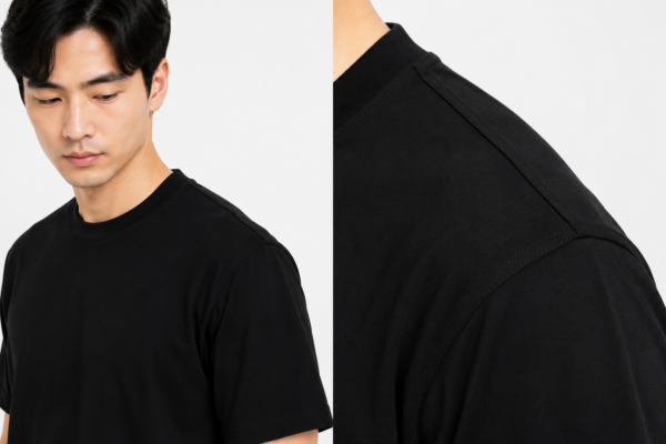 Detail jahitan pundak Geav Origin Regular Tee Black