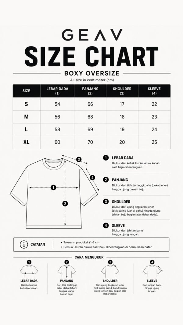 oversize size chart Geav Origin Oversize Tee Black